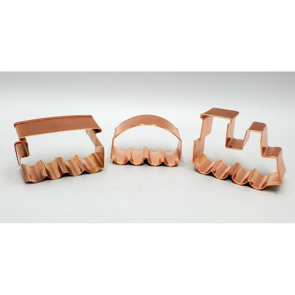 Copper Metal Cookie Cutters Train Locomotive Coal Car Caboose Figural Railroad - Picture 2 of 6